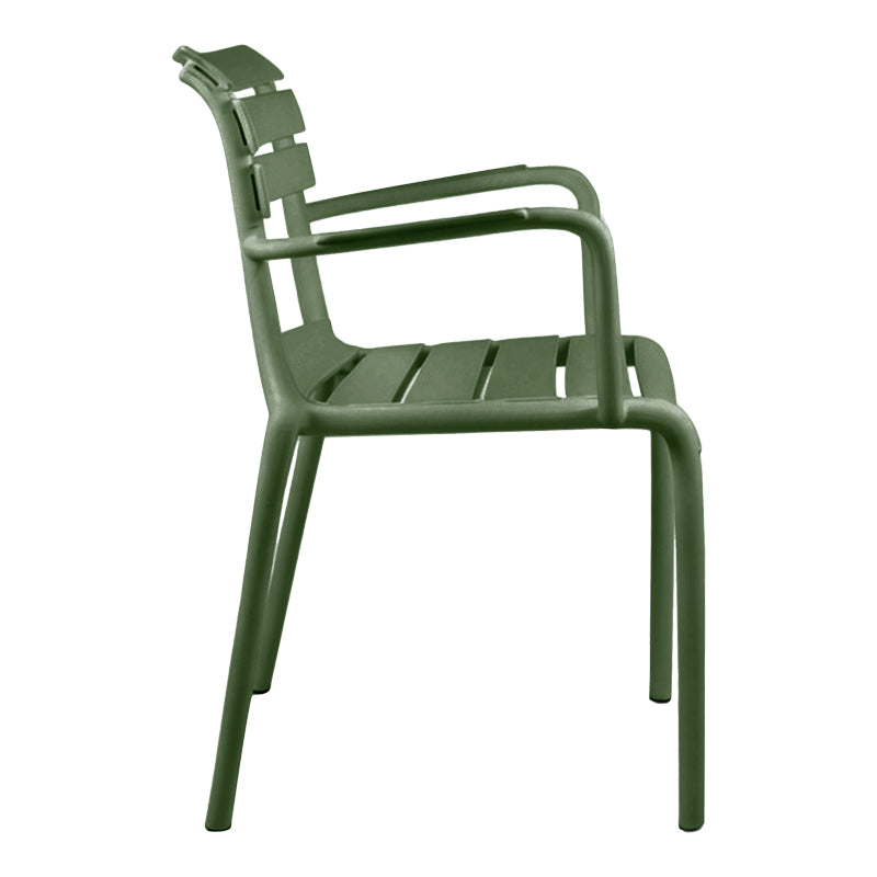 Scaun cu brațe stivuibil Almea, Polipropilenă, Antracit, 58x56x82 cm - Verde