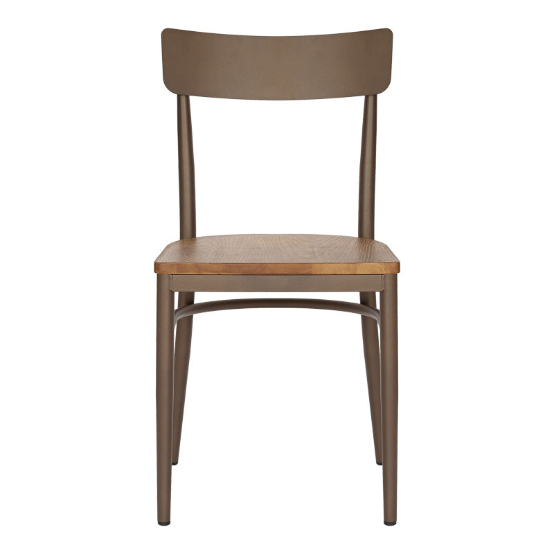 Scaun cu schelet metalic Zerca, Lemn de Cauciuc, Natural, 49x44x82 cm