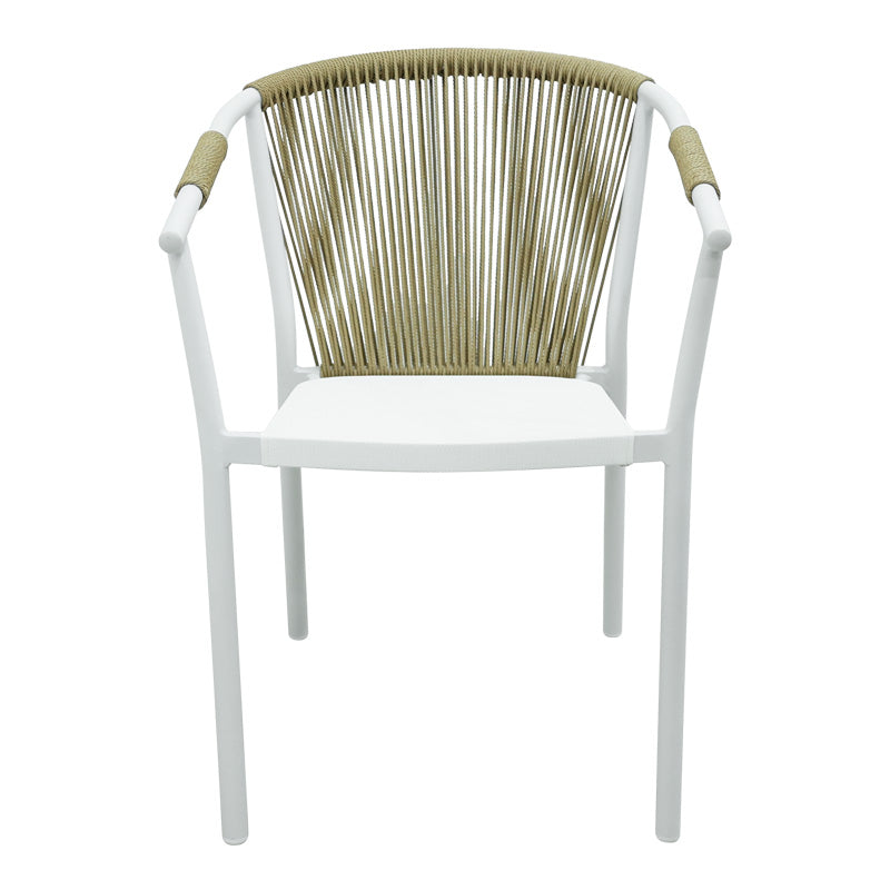 Scaun de aluminiu Convince stivuibil cu cadru alb-textilene-pe rachita Natural, Natural, 56x63x82 cm
