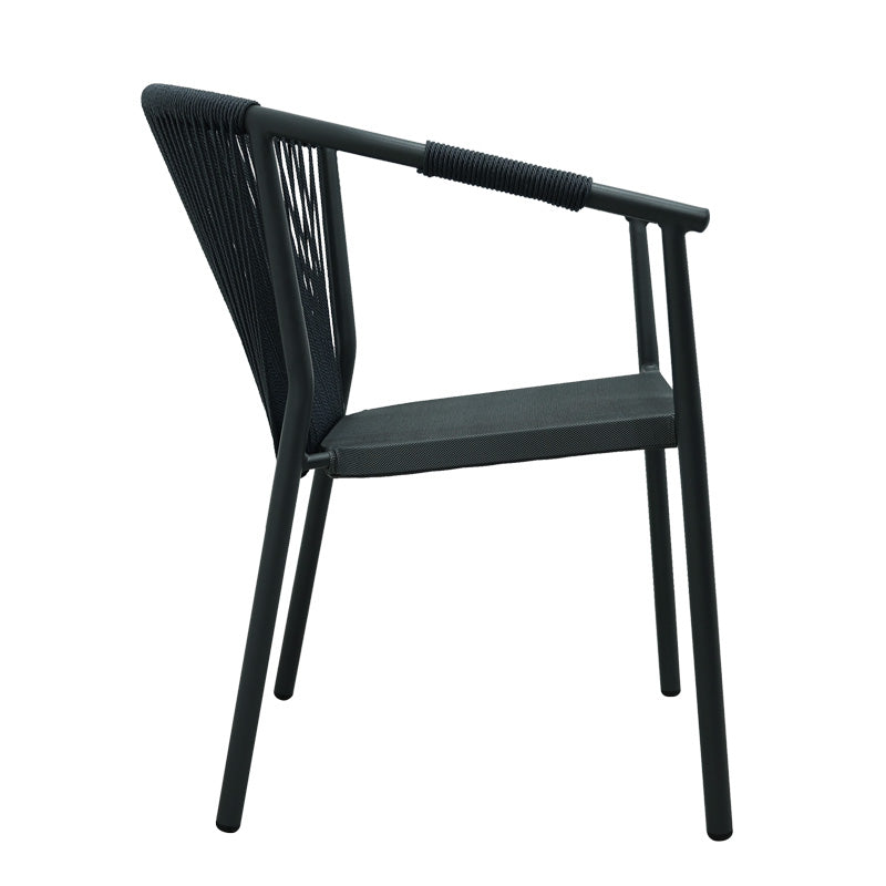 Scaun de aluminiu Convince stivuibil cu cadru Gri-textilene-pe ratan, 56x63x82 cm