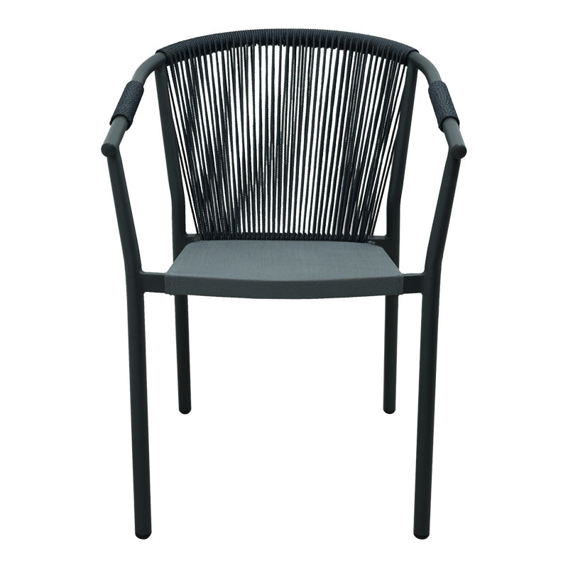 Scaun de aluminiu Convince stivuibil cu cadru Gri-textilene-pe ratan, 56x63x82 cm, perspectiva suplimentara