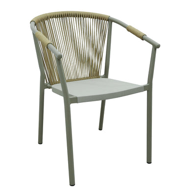 Scaun de aluminiu Convince stivuibil cu cadru maro-textilen-PE din rattan, 56x63x82 cm