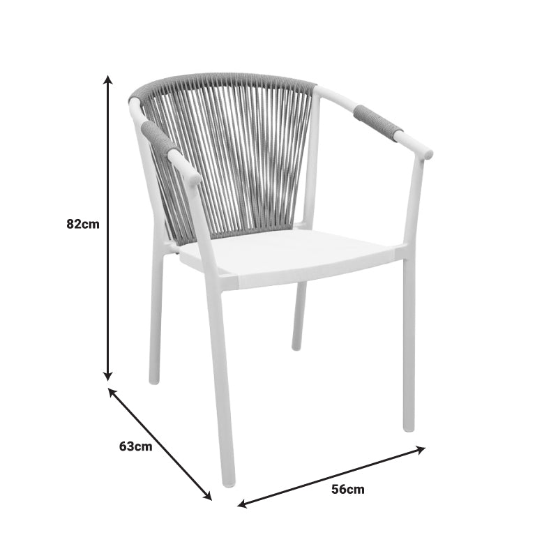 Scaun de aluminiu Convince stivuibil cu cadru maro-textilen-PE din rattan, 56x63x82 cm, foto produs 8