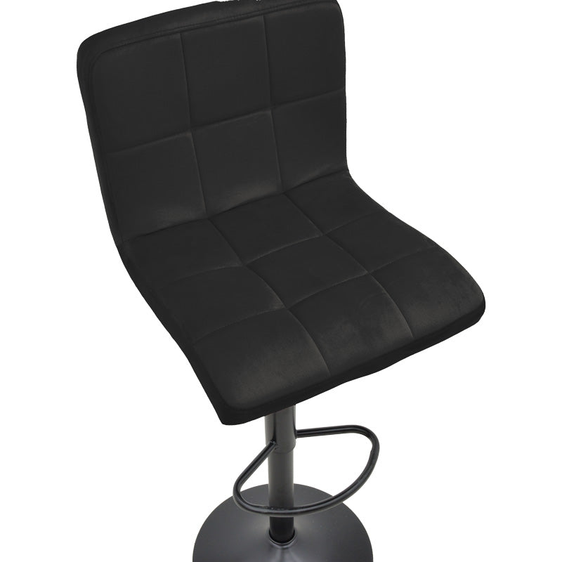 Scaun de bar ajustabil pe înaltime Remina, Catifea Neagra, Baza, Neagra Mata, 44x44x112 cm