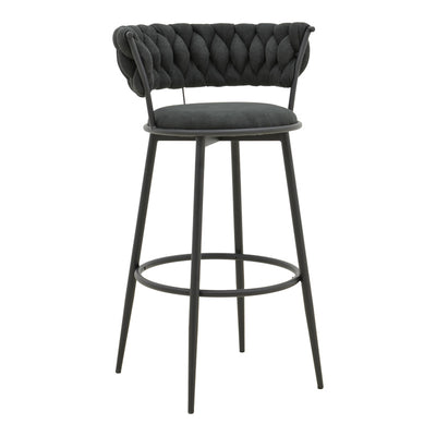 Scaun de Bar Alkia I textil neagra, 50x56x95 cm