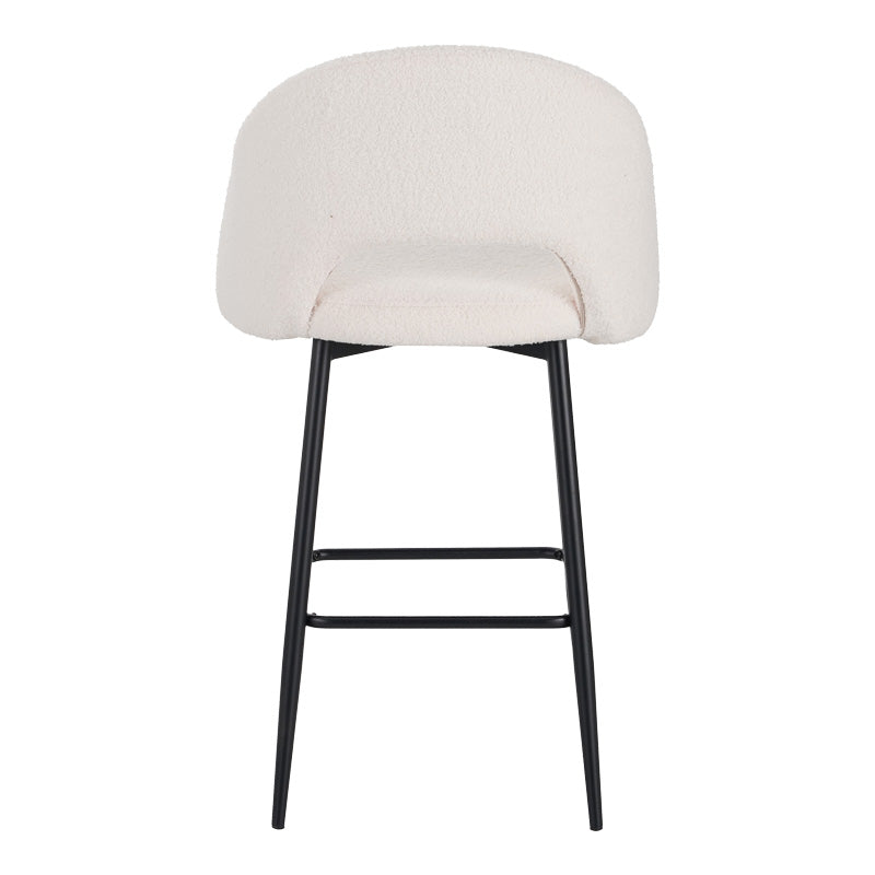 Scaun de bar bouclé alb Masebo, Bouclé, Negre, 48x52x97 cm