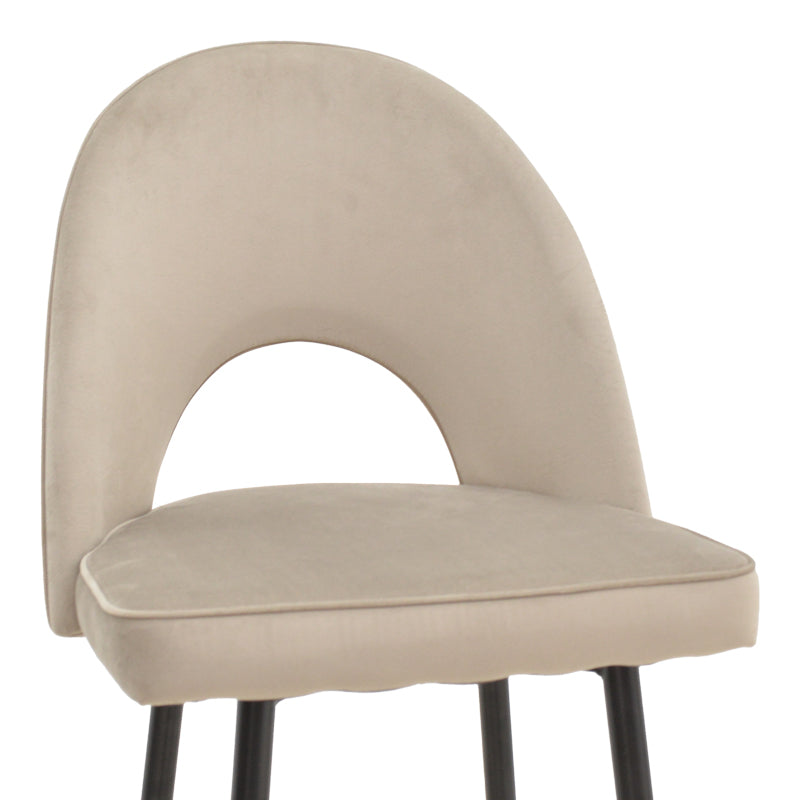 Scaun de bar Casenio bej de catifea-negru-auriu cu baza metalica, 48x50x117 cm - Bej