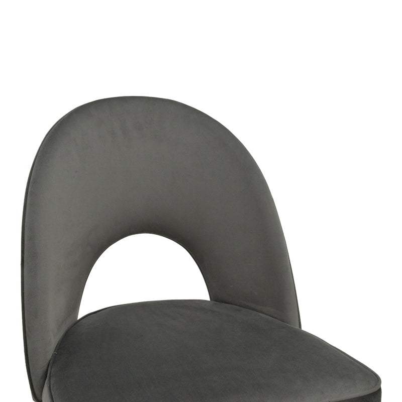 Scaun de bar Casenio bej de catifea-negru-auriu cu baza metalica, 48x50x117 cm - Gri inchis