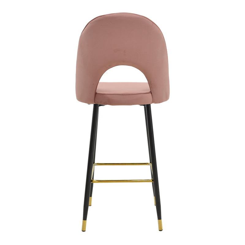 Scaun de bar Casenio bej de catifea-negru-auriu cu baza metalica, 48x50x117 cm - Roz