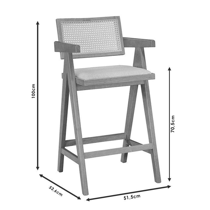 Scaun de bar cu brate Winslow, Negru - Nuc, 54x52x100 cm - Nuc