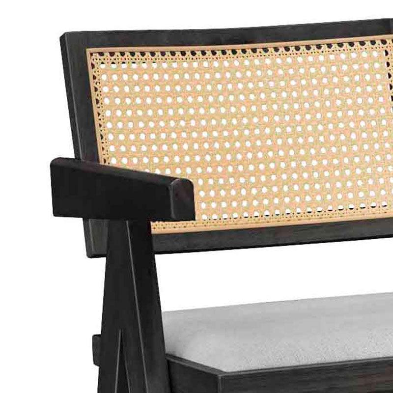 Scaun de bar cu brate Winslow, Negru - Nuc, 54x52x100 cm - Negru