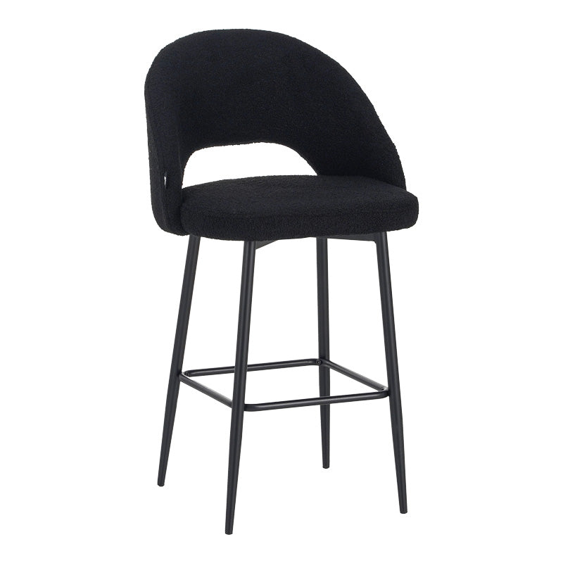 Scaun de bar cu design bouclé, Negru, metalic, 48x52x97 cm
