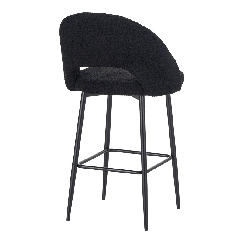 Scaun de bar cu design bouclé, Negru, metalic, 48x52x97 cm
