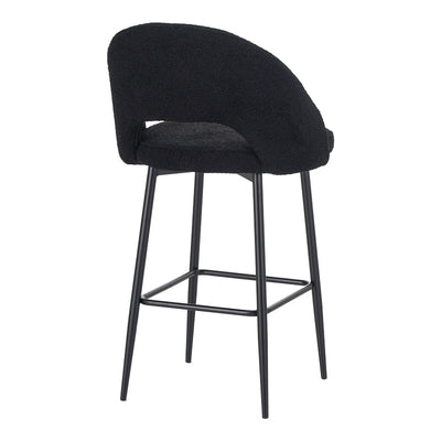 Scaun de bar cu design bouclé, Negru, metalic, 48x52x97 cm, imagine suplimentara