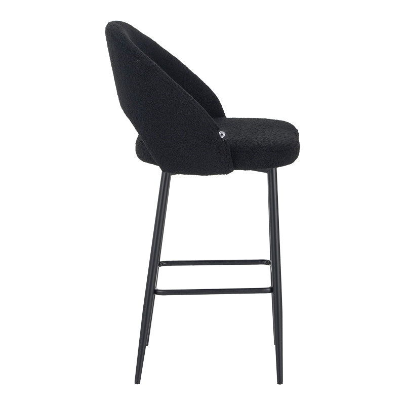 Scaun de bar cu design bouclé, Negru, metalic, 48x52x97 cm