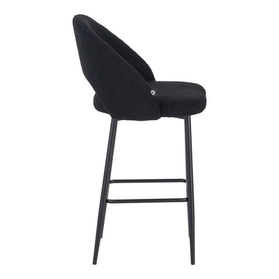 Scaun de bar cu design bouclé, Negru, metalic, 48x52x97 cm, detaliu produs