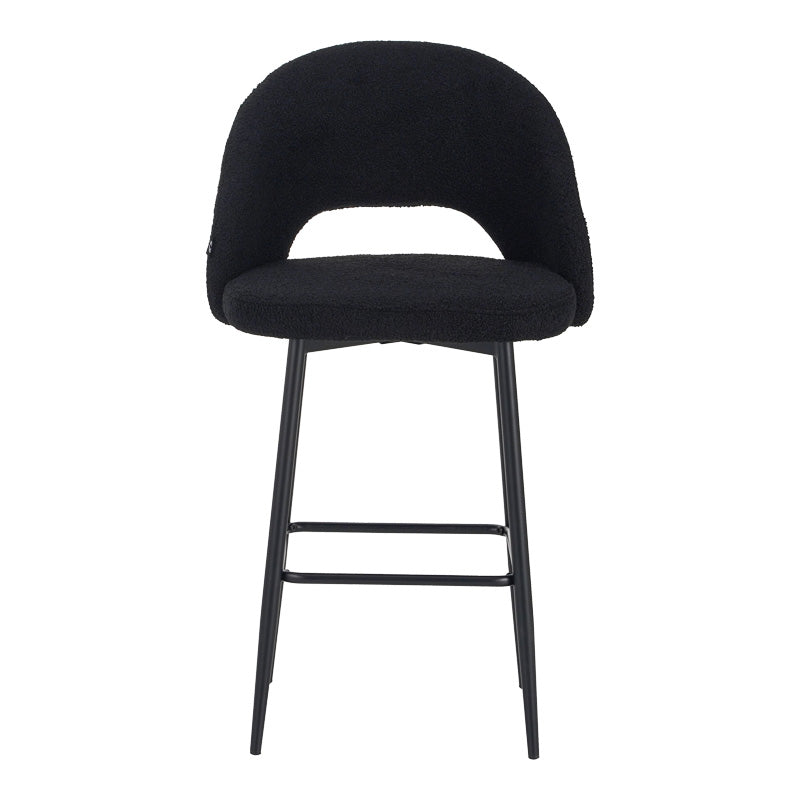 Scaun de bar cu design bouclé, Negru, metalic, 48x52x97 cm