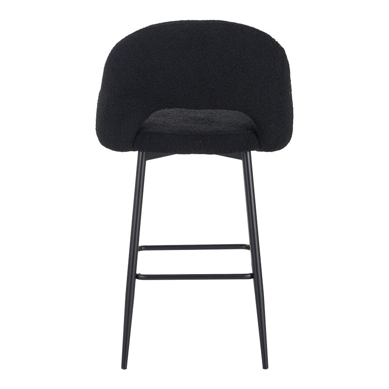 Scaun de bar cu design bouclé, Negru, metalic, 48x52x97 cm
