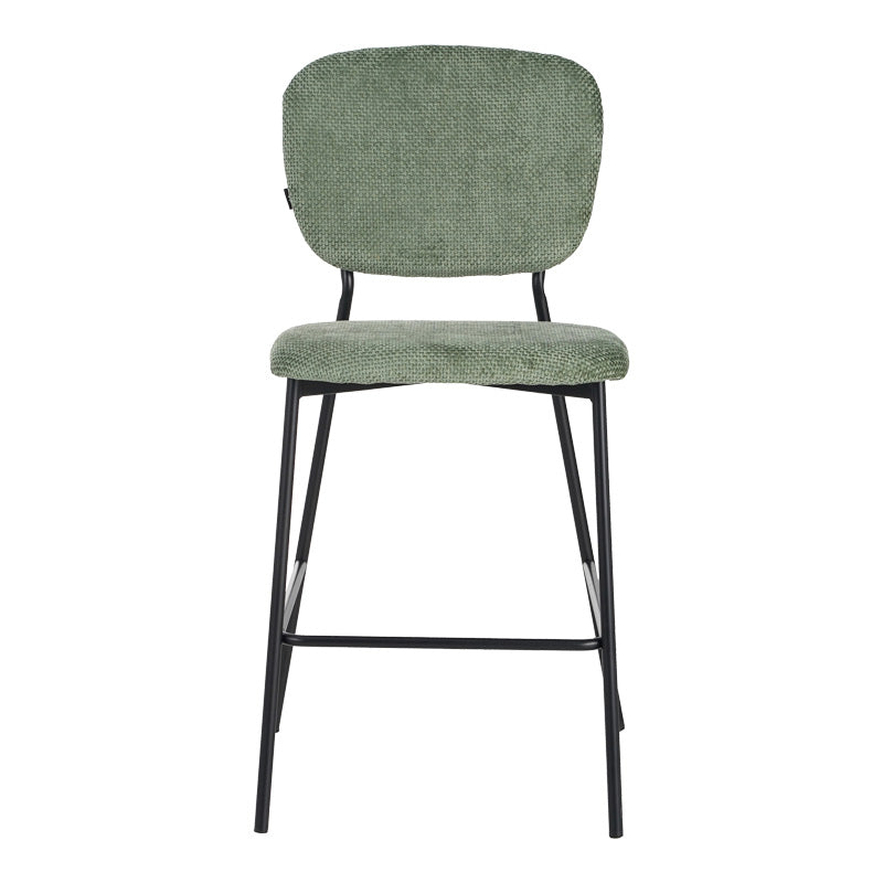 Scaun de bar cu functie înalta Cathair, tesatura Bouclé, Verde, 48x54x100 cm