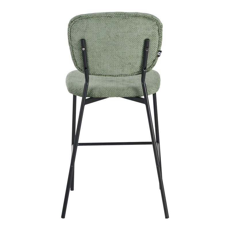 Scaun de bar cu functie înalta Cathair, tesatura Bouclé, Verde, 48x54x100 cm