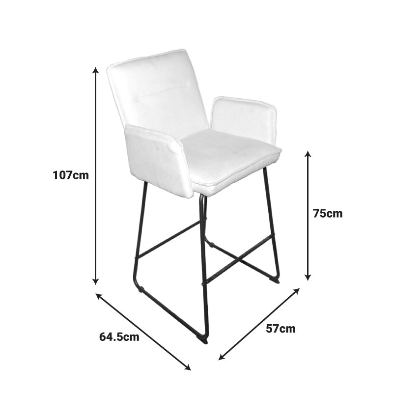 Scaun de bar Essential, stofa si metal, 57x64x107 cm - Alb