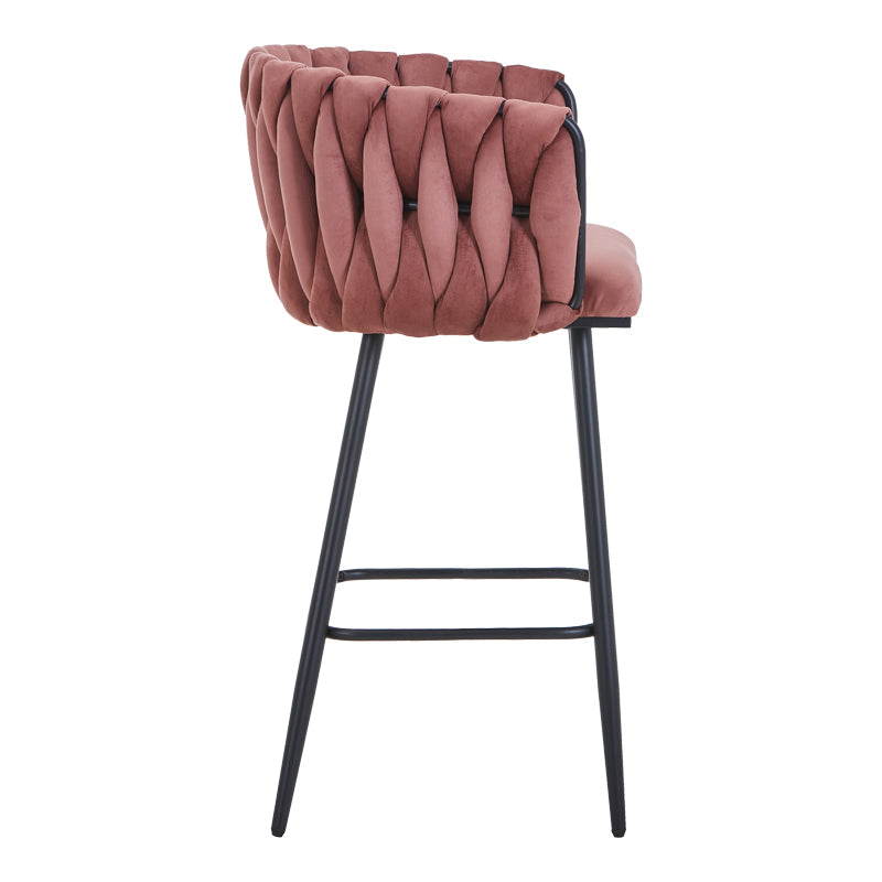 Scaun de bar Vivian, catifea si metal, 57x50x100 cm - Roz