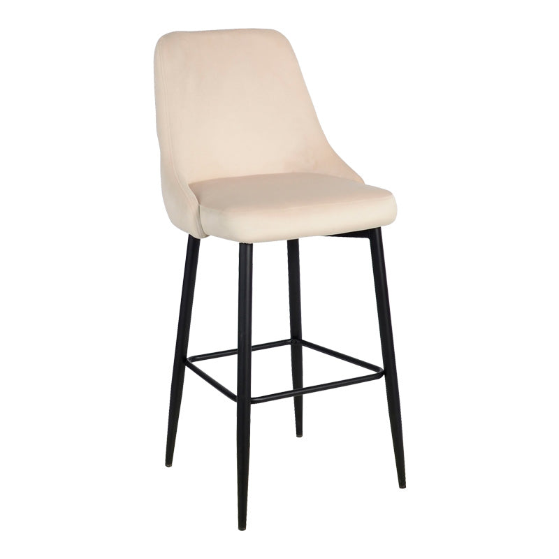 Scaun de bar Zedna, catifea si metal, 52x57x111 cm - Bej