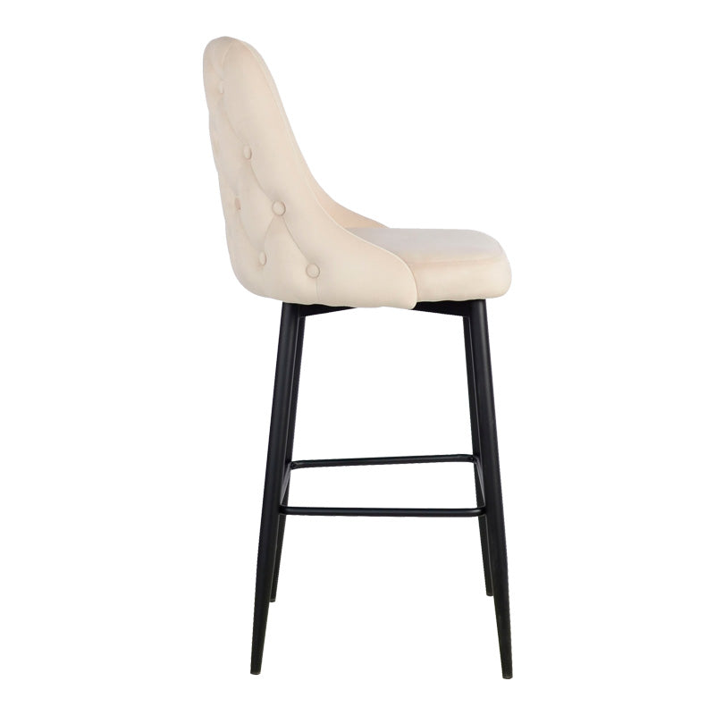 Scaun de bar Zedna, catifea si metal, 52x57x111 cm - Bej