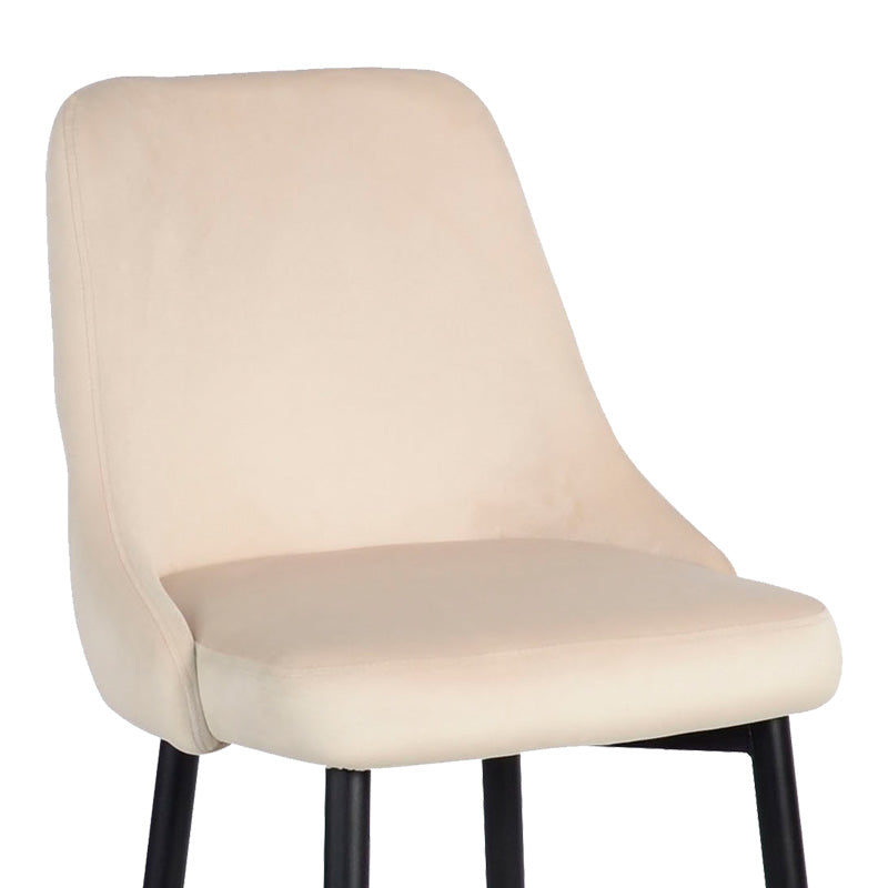 Scaun de bar Zedna, catifea si metal, 52x57x111 cm - Bej
