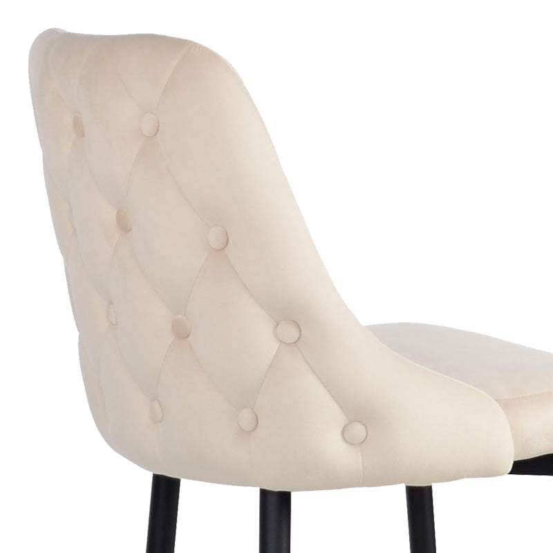 Scaun de bar Zedna, catifea si metal, 52x57x111 cm - Bej
