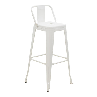 Scaun de bar cu spatar Utopia metal alb 42x42x97 cm