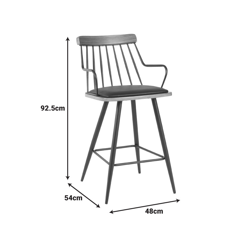 Scaun de bar Posse, lemn si metal, 48x54x92 cm - Negru