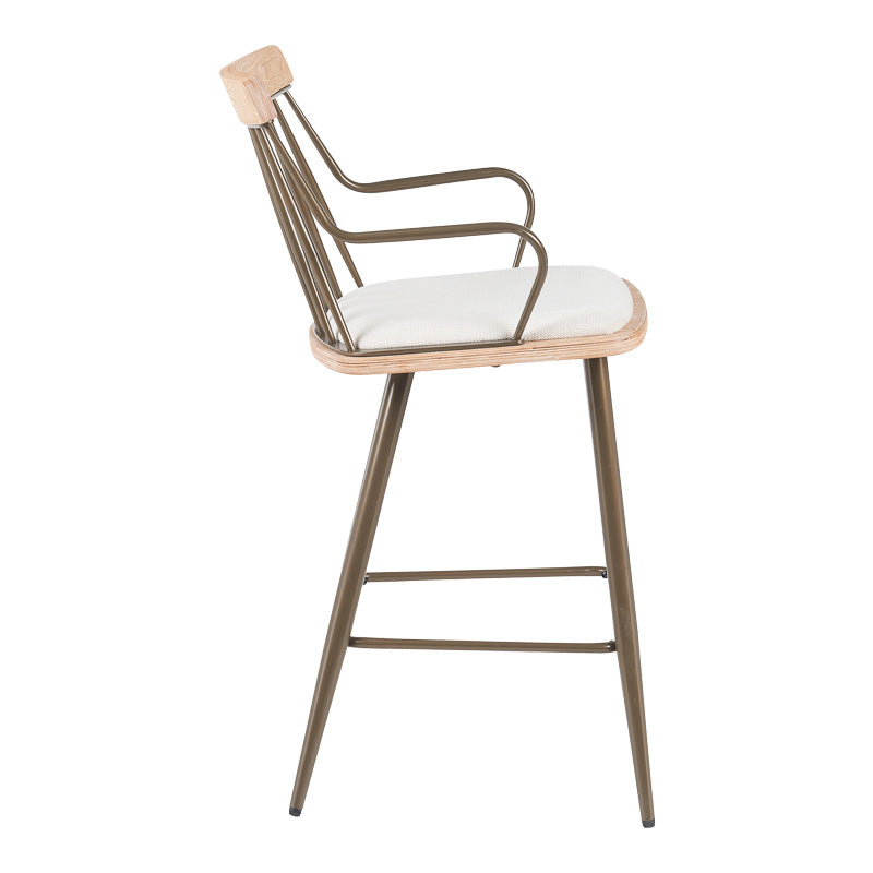 Scaun de bar Posse, lemn si metal, 48x54x92 cm - Bej