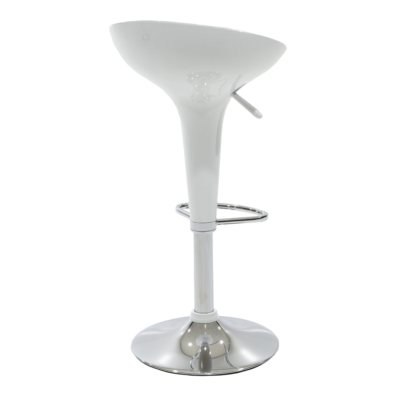 Scaun de bar Felice reglabil pe inaltime baza, alb-crom, 40x43x84 cm