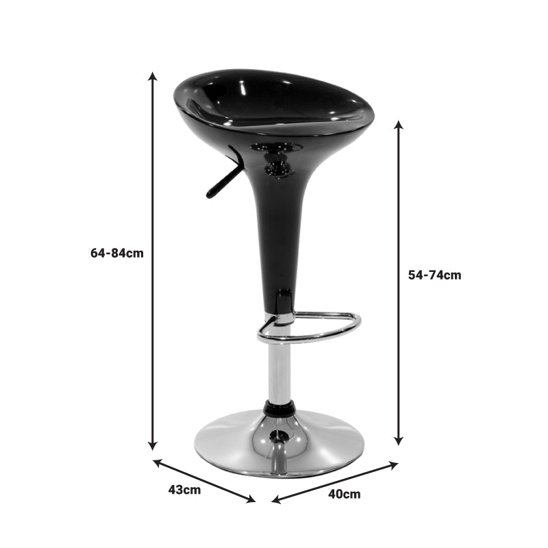 Scaun de bar Felice reglabil pe inaltime baza, alb-crom, 40x43x84 cm