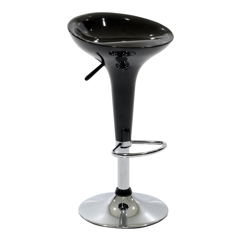 Scaun de bar Felice reglabil pe inaltime baza, negru-crom, 40x43x84 cm