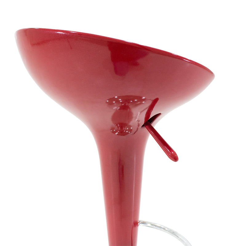 Scaun de bar Felice reglabil pe inaltime baza, rosu-crom, 40x43x84 cm