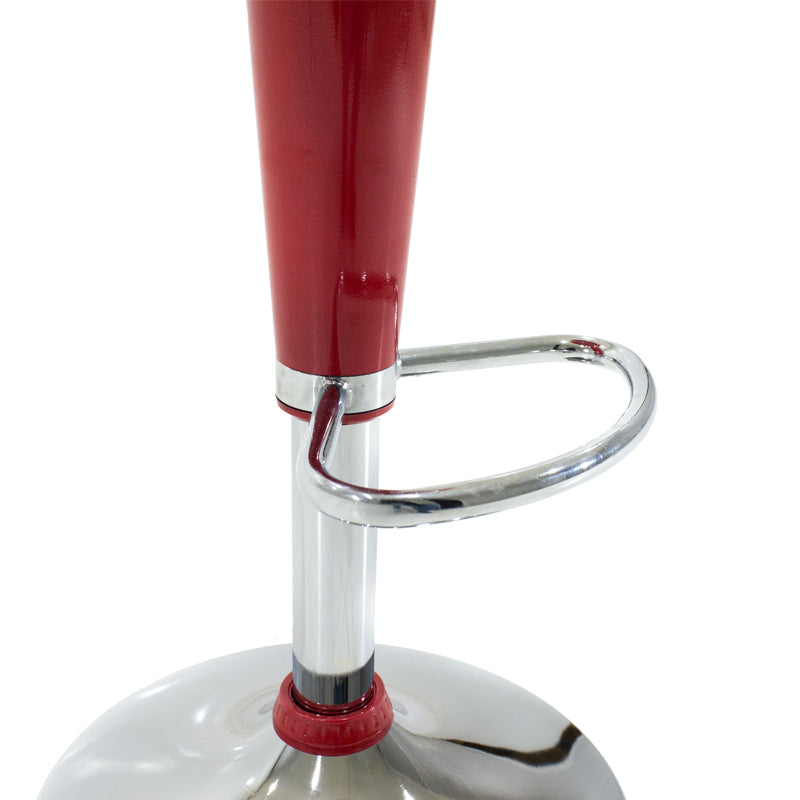 Scaun de bar Felice reglabil pe inaltime baza, rosu-crom, 40x43x84 cm