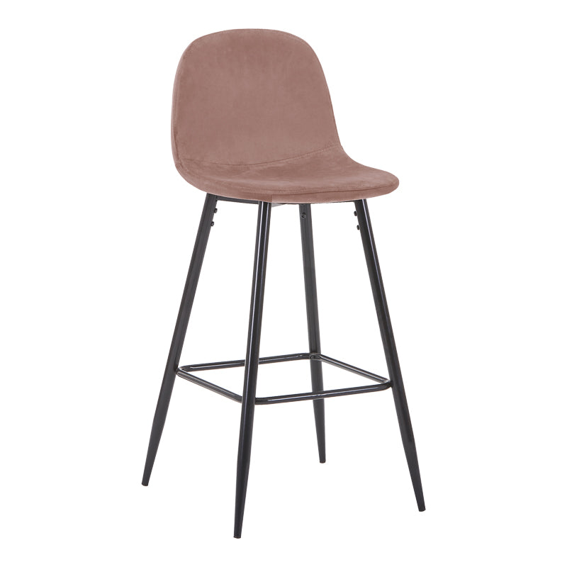 Scaun de bar inaltime medie Bella mar putred picior de metal catifea-negru 41x47x93 cm