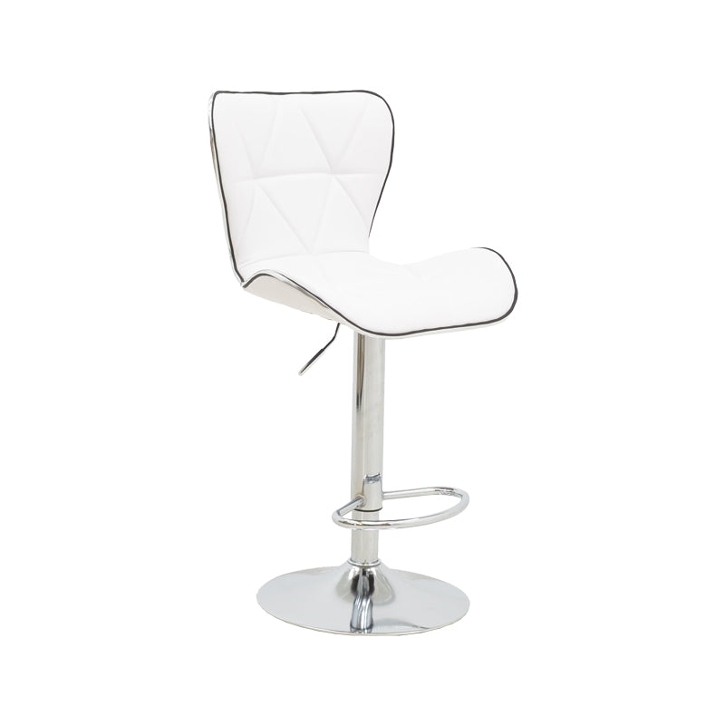 Scaun de bar Jorine reglabil pe inaltime baza alb pu-crom, 53x44x114 cm - Alb