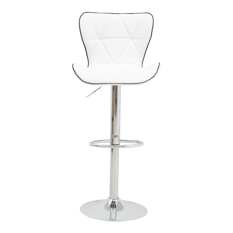 Scaun de bar Jorine reglabil pe inaltime baza alb pu-crom, 53x44x114 cm - Alb