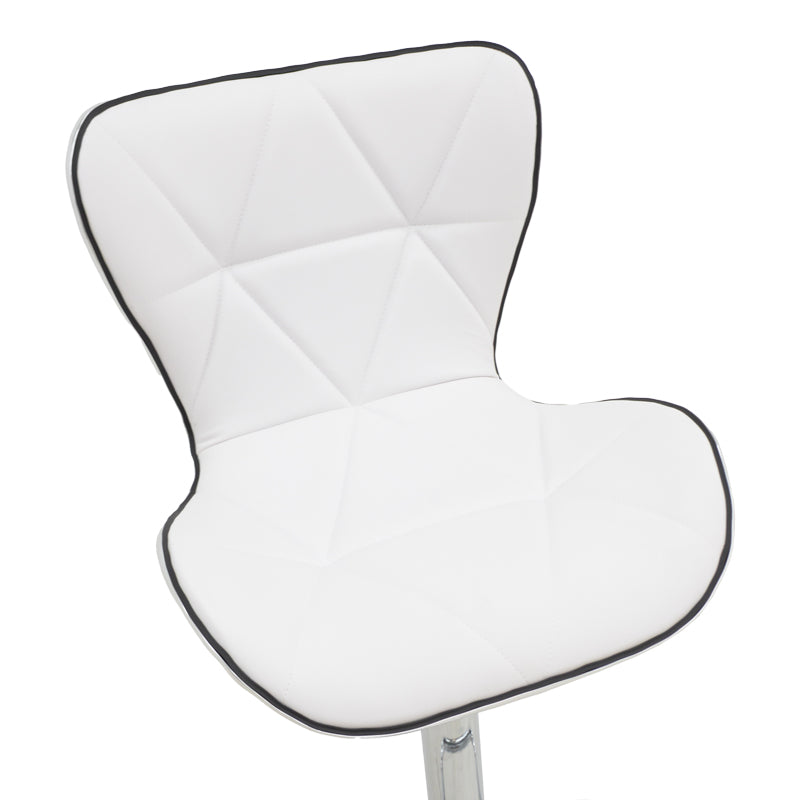 Scaun de bar Jorine reglabil pe inaltime baza alb pu-crom, 53x44x114 cm - Alb