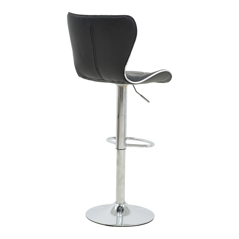Scaun de bar Jorine reglabil pe inaltime baza alb pu-crom, 53x44x114 cm - Negru