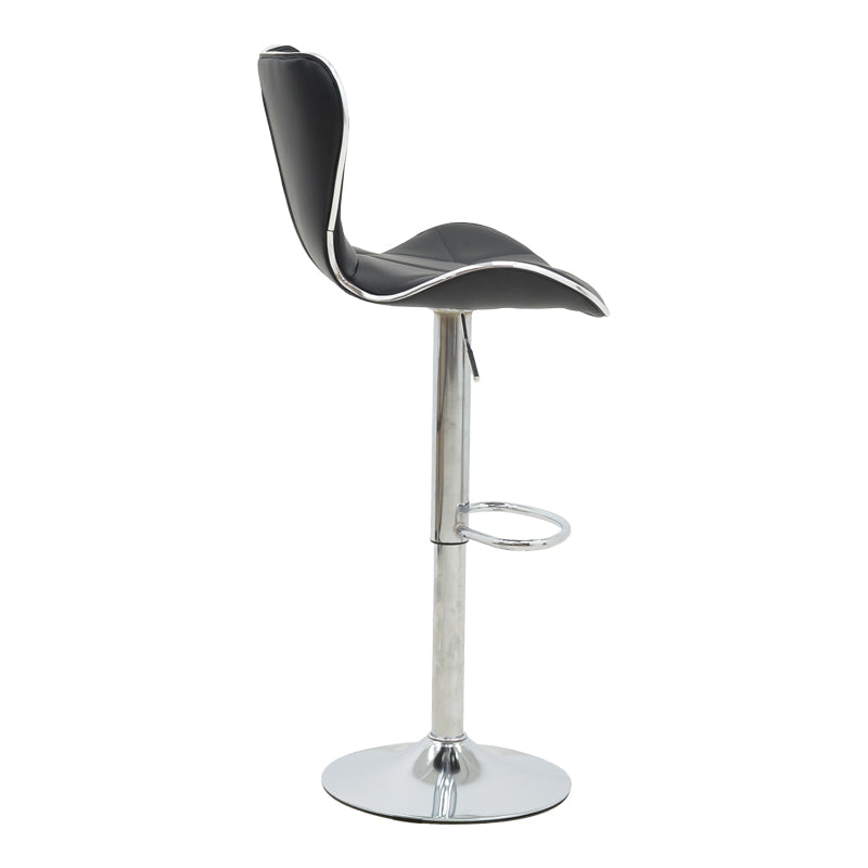 Scaun de bar Jorine reglabil pe inaltime baza alb pu-crom, 53x44x114 cm - Negru