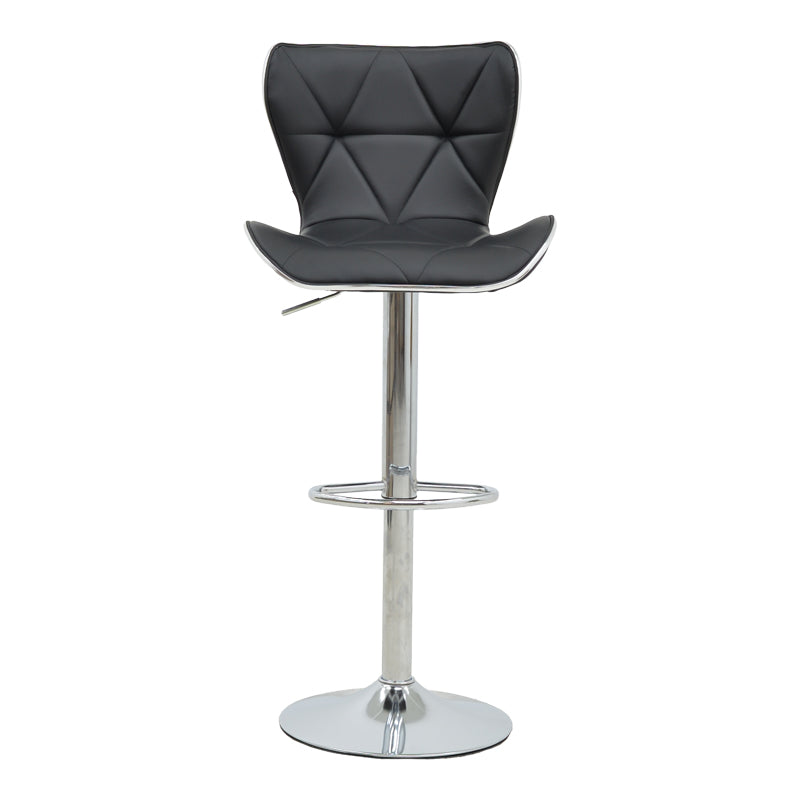 Scaun de bar Jorine reglabil pe inaltime baza alb pu-crom, 53x44x114 cm - Negru