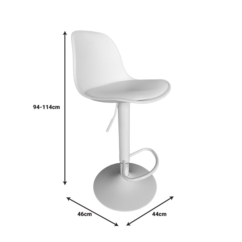 Scaun de bar Louser reglabil pe inaltime negru cu perna - baza, neagra, 44x46x114 cm - Alb