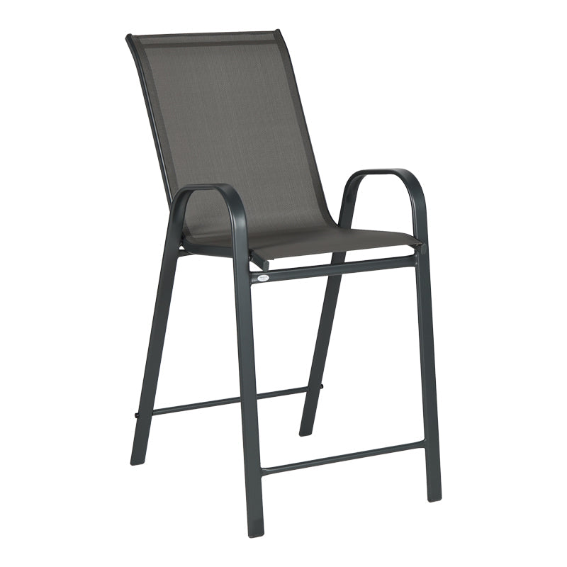 Scaun de bar mediu Calan, metal si textilena, Gri inchis - Maro inchis - Maro deschis, 55x70x114 cm - Gri inchis