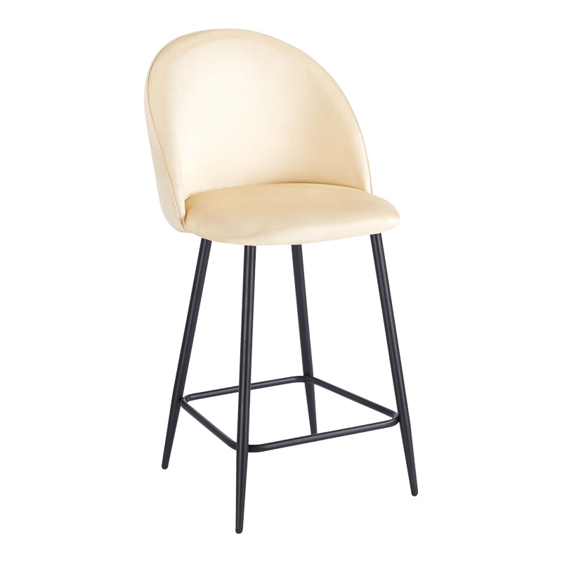 Scaun bar cu funcție reglabilă Perch, Catifea, Metal, Negru, 50x43x99 cm - Crem