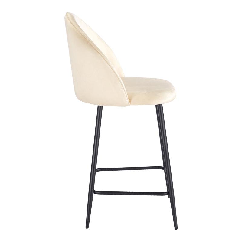Scaun bar cu funcție reglabilă Perch, Catifea, Metal, Negru, 50x43x99 cm - Crem