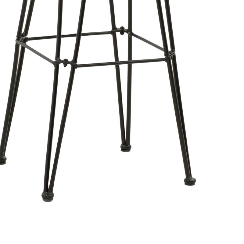 Scaun de bar Naoki cu perna pe picior negru-metal, negru, 52x50x90 cm